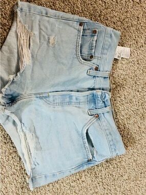 Levi's Light Blue Distressed Denim Cutoff Shorts